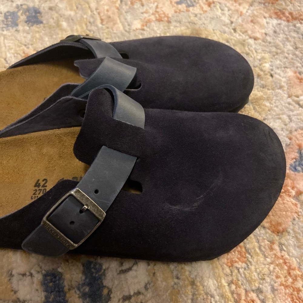 Birkenstock Boston Suede Soft Footbed Clogs Blue EU 42 Men’s 9 Women’s 11 Shoes - Picture 3 of 16